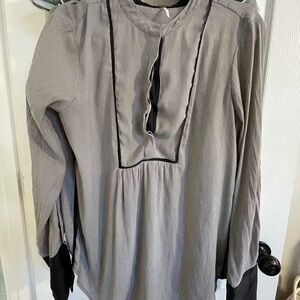 Free People Black and White Striped Blouse